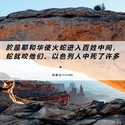 Picture 06 - 民 数 记 21:6 CUVS - 於 是 耶 和 华 使 火 蛇 进 入 百 姓 - Bible Verse Picture