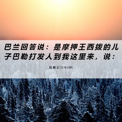 Picture 06 - 民 数 记 22:10 CUVS - 巴 兰 回 答 说 ： 是 摩 押 王 西 拨 - Bible Verse Picture