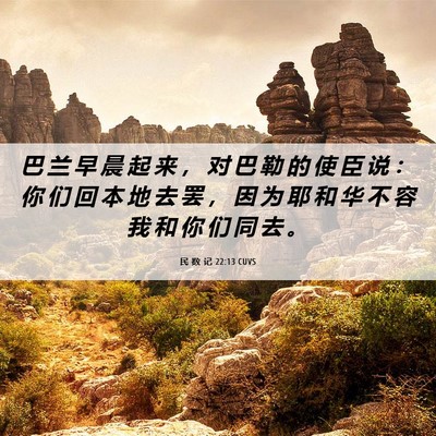 Picture 06 - 民 数 记 22:13 CUVS - 巴 兰 早 晨 起 来 ， 对 巴 勒 的 使 - Bible Verse Picture