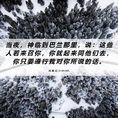 Picture 06 - 民 数 记 22:20 CUVS - 当 夜 ， 神 临 到 巴 兰 那 里 ， 说 - Bible Verse Picture