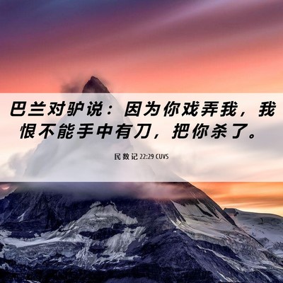 Picture 06 - 民 数 记 22:29 CUVS - 巴 兰 对 驴 说 ： 因 为 你 戏 弄 我 - Bible Verse Picture