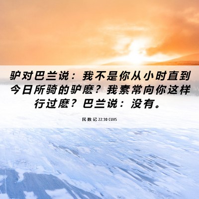 Picture 06 - 民 数 记 22:30 CUVS - 驴 对 巴 兰 说 ： 我 不 是 你 从 小 - Bible Verse Picture