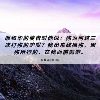 Picture 06 - 民 数 记 22:32 CUVS - 耶 和 华 的 使 者 对 他 说 ： 你 为 - Bible Verse Picture
