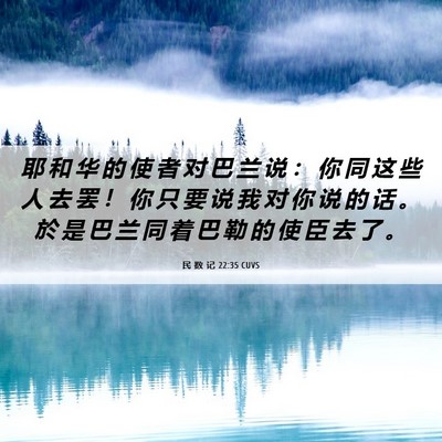 Picture 06 - 民 数 记 22:35 CUVS - 耶 和 华 的 使 者 对 巴 兰 说 ： 你 - Bible Verse Picture