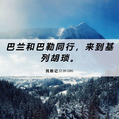 Picture 06 - 民 数 记 22:39 CUVS - 巴 兰 和 巴 勒 同 行 ， 来 到 基 列 - Bible Verse Picture