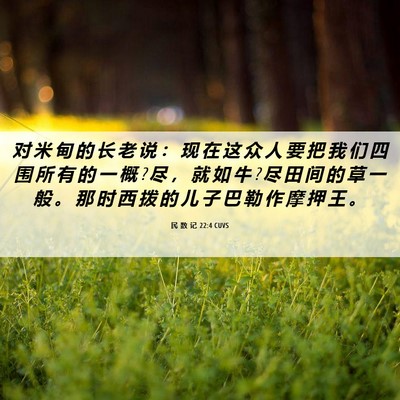 Picture 06 - 民 数 记 22:4 CUVS - 对 米 甸 的 长 老 说 ： 现 在 这 众 - Bible Verse Picture