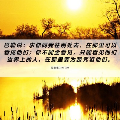 Picture 06 - 民 数 记 23:13 CUVS - 巴 勒 说 ： 求 你 同 我 往 别 处 去 - Bible Verse Picture