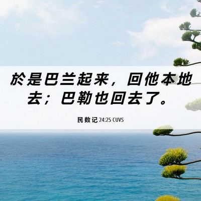 Picture 06 - 民 数 记 24:25 CUVS - 於 是 巴 兰 起 来 ， 回 他 本 地 去 - Bible Verse Picture