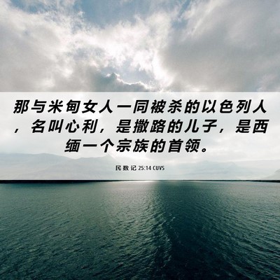 Picture 06 - 民 数 记 25:14 CUVS - 那 与 米 甸 女 人 一 同 被 杀 的 以 - Bible Verse Picture
