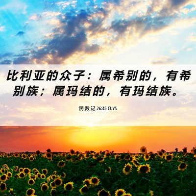 Picture 06 - 民 数 记 26:45 CUVS - 比 利 亚 的 众 子 ： 属 希 别 的 ， - Bible Verse Picture