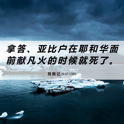 Picture 06 - 民 数 记 26:61 CUVS - 拿 答 、 亚 比 户 在 耶 和 华 面 前 - Bible Verse Picture