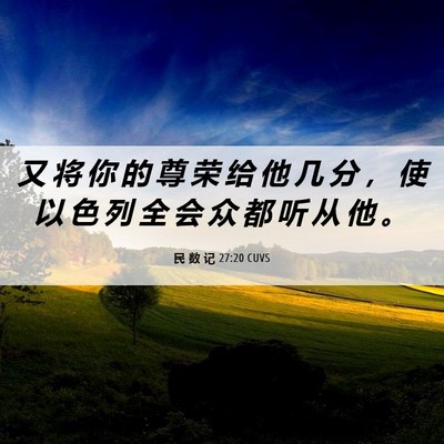 Picture 06 - 民 数 记 27:20 CUVS - 又 将 你 的 尊 荣 给 他 几 分 ， 使 - Bible Verse Picture