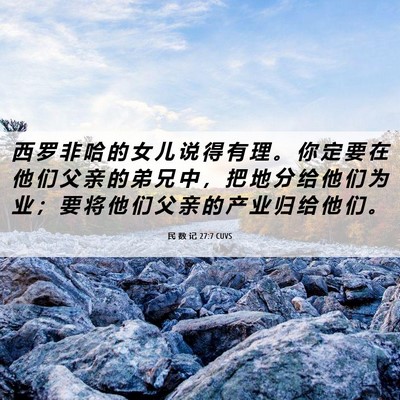 Picture 06 - 民 数 记 27:7 CUVS - 西 罗 非 哈 的 女 儿 说 得 有 理 。 - Bible Verse Picture