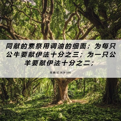 Picture 06 - 民 数 记 28:28 CUVS - 同 献 的 素 祭 用 调 油 的 细 面 ； - Bible Verse Picture