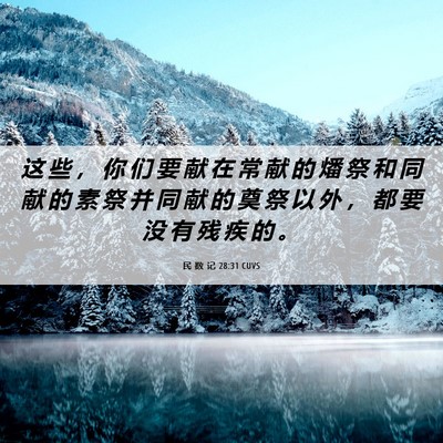 Picture 06 - 民 数 记 28:31 CUVS - 这 些 ， 你 们 要 献 在 常 献 的 燔 - Bible Verse Picture