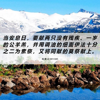 Picture 06 - 民 数 记 28:9 CUVS - 当 安 息 日 ， 要 献 两 只 没 有 残 - Bible Verse Picture