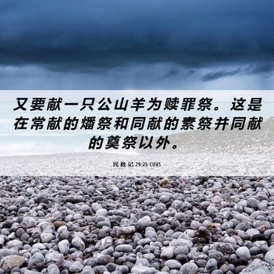 Picture 06 - 民 数 记 29:25 CUVS - 又 要 献 一 只 公 山 羊 为 赎 罪 祭 - Bible Verse Picture