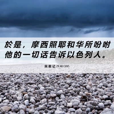 Picture 06 - 民 数 记 29:40 CUVS - 於 是 ， 摩 西 照 耶 和 华 所 吩 咐 - Bible Verse Picture