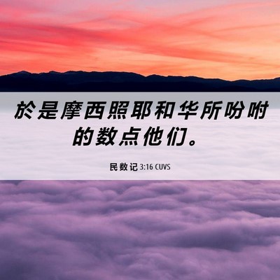Picture 06 - 民 数 记 3:16 CUVS - 於 是 摩 西 照 耶 和 华 所 吩 咐 的 - Bible Verse Picture
