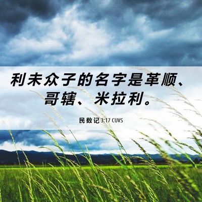 Picture 06 - 民 数 记 3:17 CUVS - 利 未 众 子 的 名 字 是 革 顺 、 哥 - Bible Verse Picture