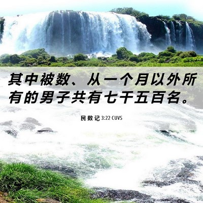 Picture 06 - 民 数 记 3:22 CUVS - 其 中 被 数 、 从 一 个 月 以 外 所 - Bible Verse Picture