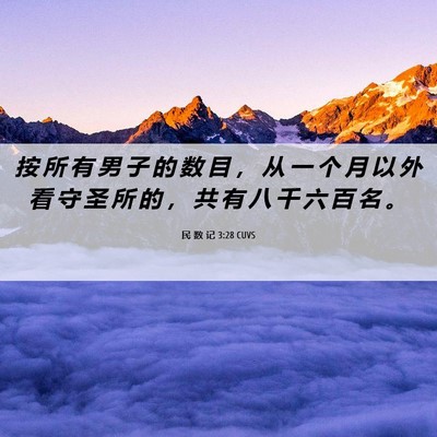 Picture 06 - 民 数 记 3:28 CUVS - 按 所 有 男 子 的 数 目 ， 从 一 个 - Bible Verse Picture