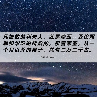 Picture 06 - 民 数 记 3:39 CUVS - 凡 被 数 的 利 未 人 ， 就 是 摩 西 - Bible Verse Picture