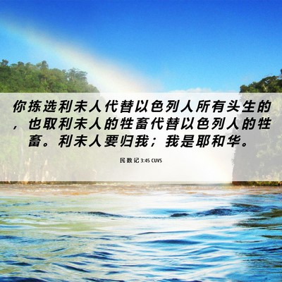 Picture 06 - 民 数 记 3:45 CUVS - 你 拣 选 利 未 人 代 替 以 色 列 人 - Bible Verse Picture