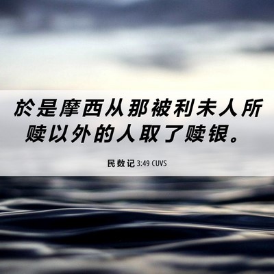 Picture 06 - 民 数 记 3:49 CUVS - 於 是 摩 西 从 那 被 利 未 人 所 赎 - Bible Verse Picture