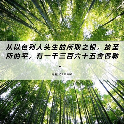 Picture 06 - 民 数 记 3:50 CUVS - 从 以 色 列 人 头 生 的 所 取 之 银 - Bible Verse Picture