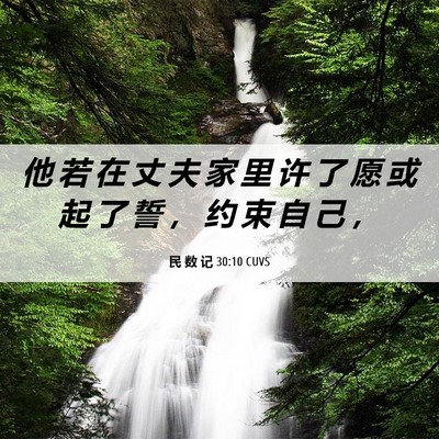 Picture 06 - 民 数 记 30:10 CUVS - 他 若 在 丈 夫 家 里 许 了 愿 或 起 - Bible Verse Picture