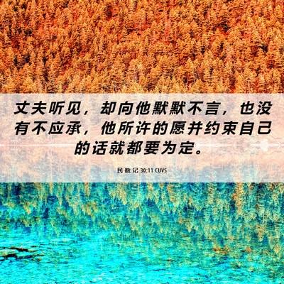 Picture 06 - 民 数 记 30:11 CUVS - 丈 夫 听 见 ， 却 向 他 默 默 不 言 - Bible Verse Picture