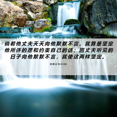 Picture 06 - 民 数 记 30:14 CUVS - 倘 若 他 丈 夫 天 天 向 他 默 默 不 - Bible Verse Picture