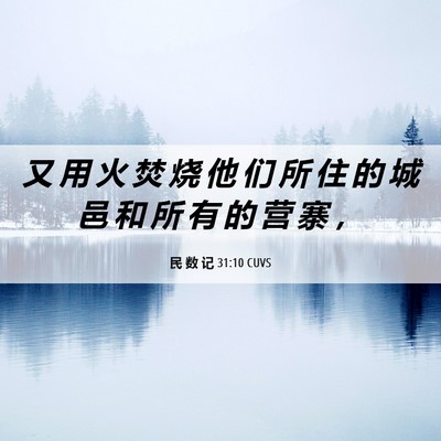 Picture 06 - 民 数 记 31:10 CUVS - 又 用 火 焚 烧 他 们 所 住 的 城 邑 - Bible Verse Picture