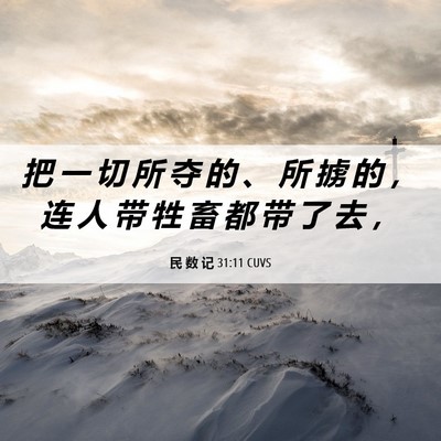 Picture 06 - 民 数 记 31:11 CUVS - 把 一 切 所 夺 的 、 所 掳 的 ， 连 - Bible Verse Picture