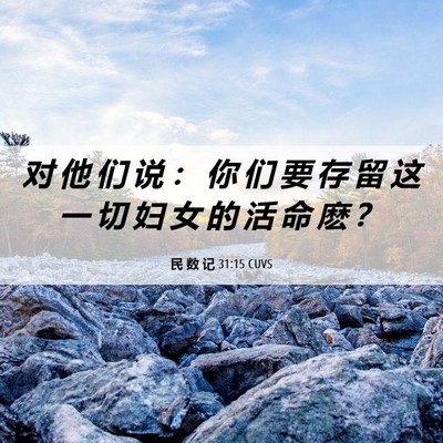 Picture 06 - 民 数 记 31:15 CUVS - 对 他 们 说 ： 你 们 要 存 留 这 一 - Bible Verse Picture