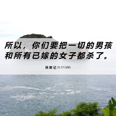 Picture 06 - 民 数 记 31:17 CUVS - 所 以 ， 你 们 要 把 一 切 的 男 孩 - Bible Verse Picture