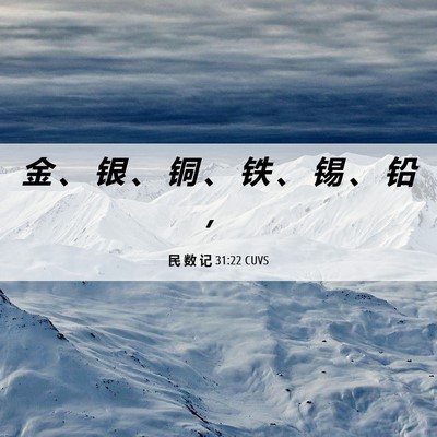 Picture 06 - 民 数 记 31:22 CUVS - 金 、 银 、 铜 、 铁 、 锡 、 铅 - Bible Verse Picture