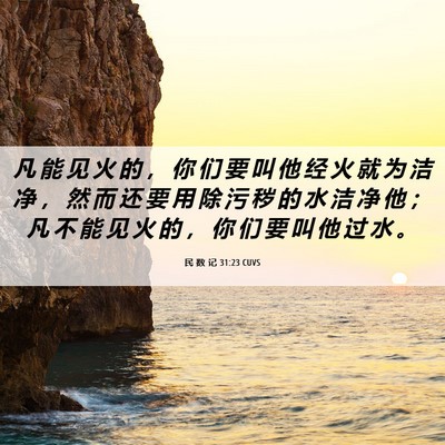 Picture 06 - 民 数 记 31:23 CUVS - 凡 能 见 火 的 ， 你 们 要 叫 他 经 - Bible Verse Picture