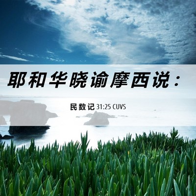Picture 06 - 民 数 记 31:25 CUVS - 耶 和 华 晓 谕 摩 西 说 - Bible Verse Picture