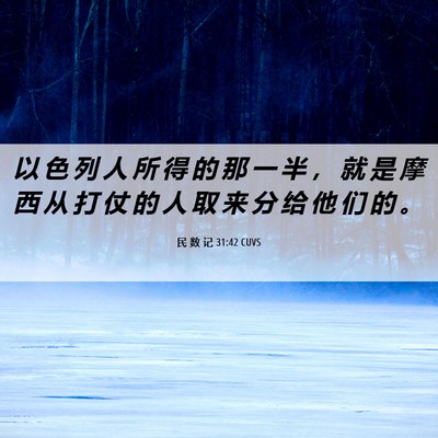 Picture 06 - 民 数 记 31:42 CUVS - 以 色 列 人 所 得 的 那 一 半 ， 就 - Bible Verse Picture