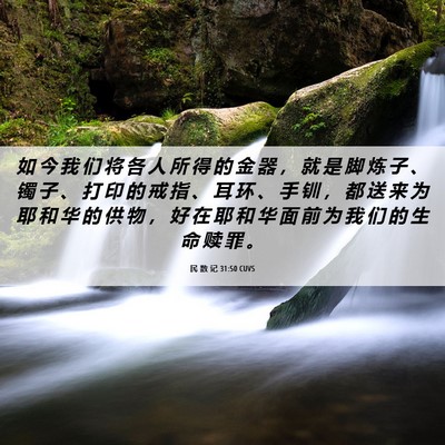Picture 06 - 民 数 记 31:50 CUVS - 如 今 我 们 将 各 人 所 得 的 金 器 - Bible Verse Picture