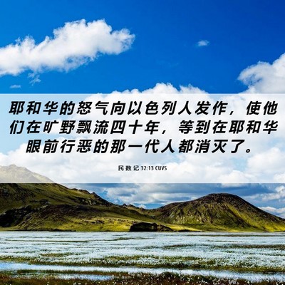 Picture 06 - 民 数 记 32:13 CUVS - 耶 和 华 的 怒 气 向 以 色 列 人 发 - Bible Verse Picture