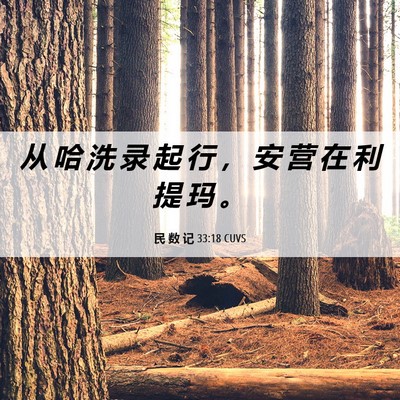 Picture 06 - 民 数 记 33:18 CUVS - 从 哈 洗 录 起 行 ， 安 营 在 利 提 - Bible Verse Picture
