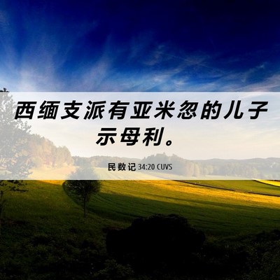 Picture 06 - 民 数 记 34:20 CUVS - 西 缅 支 派 有 亚 米 忽 的 儿 子 示 - Bible Verse Picture