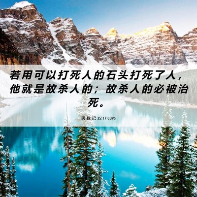 Picture 06 - 民 数 记 35:17 CUVS - 若 用 可 以 打 死 人 的 石 头 打 死 - Bible Verse Picture