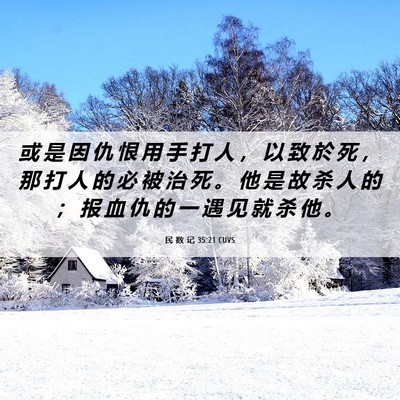 Picture 06 - 民 数 记 35:21 CUVS - 或 是 因 仇 恨 用 手 打 人 ， 以 致 - Bible Verse Picture
