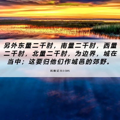 Picture 06 - 民 数 记 35:5 CUVS - 另 外 东 量 二 千 肘 ， 南 量 二 千 - Bible Verse Picture