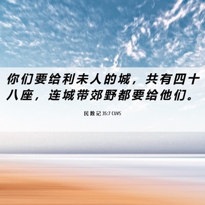 Picture 06 - 民 数 记 35:7 CUVS - 你 们 要 给 利 未 人 的 城 ， 共 有 - Bible Verse Picture