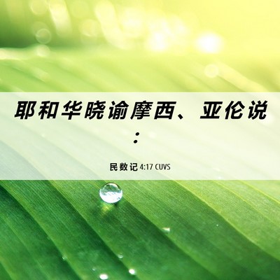 Picture 06 - 民 数 记 4:17 CUVS - 耶 和 华 晓 谕 摩 西 、 亚 伦 说 - Bible Verse Picture